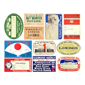 11 Kofferaufkleber, Reisekoffer, Reisekoffer, Reisetagebuch, Vintage Gepäckanhänger, Set 440