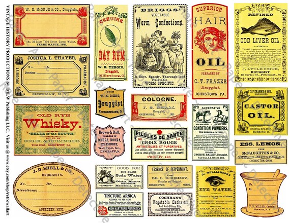 Apothecary Bottle Labels RX Jars & Pharmacy Art Paper | Etsy