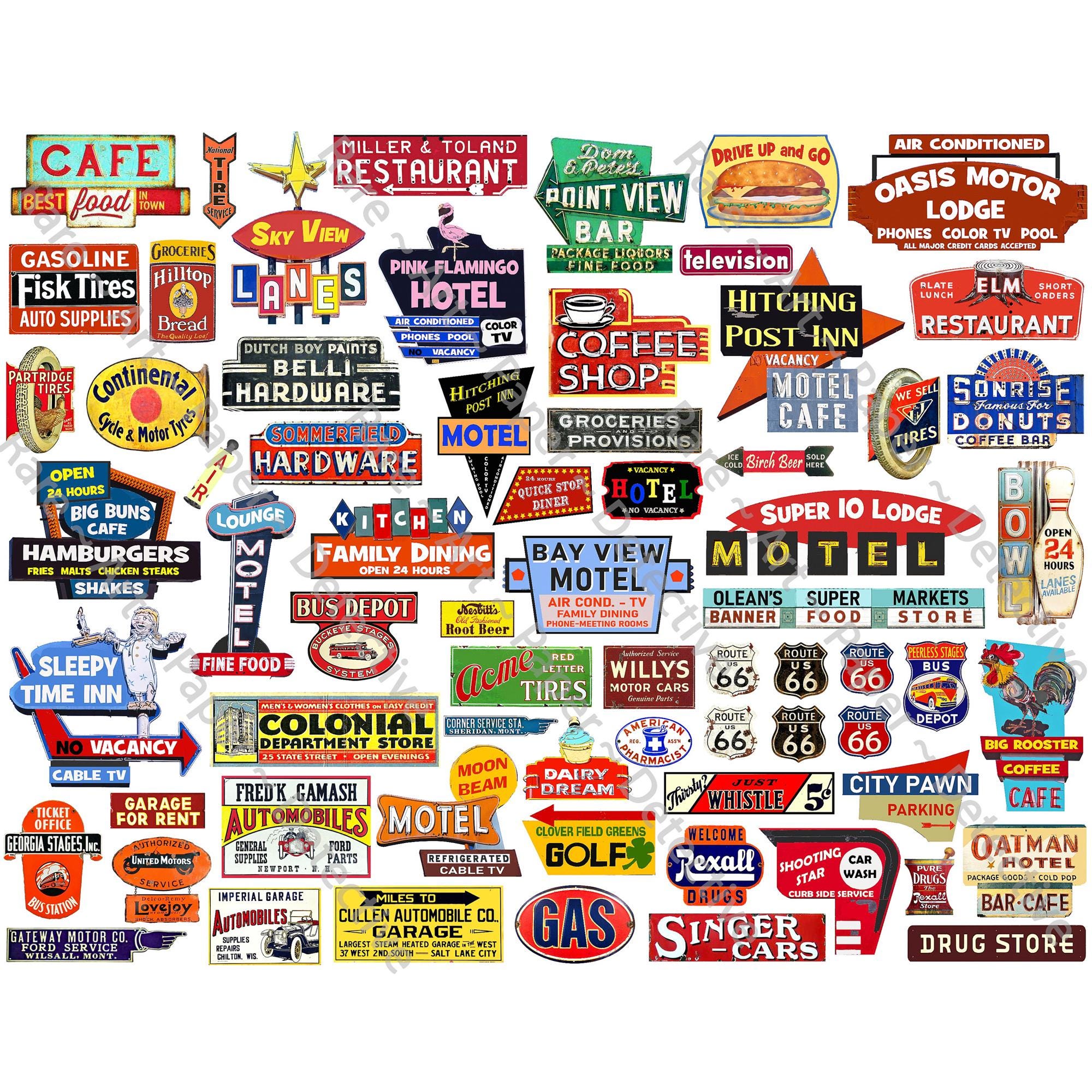 Model Railroad & Dollhouse Signs Classic 1950's Americana Roadside ...