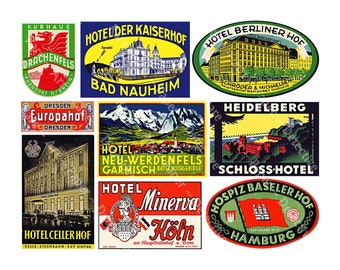 Travel Labels, Hotel Luggage Labels for Home Decor, Up-Cycling Suitcases, Travel Trunks & Travel Journals, Baggage Tags, Digital Sheet 413