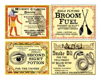 Halloween Potion Labels Elixir and Monster Apothecary Labels Antique Halloween Decorations for Apothecary Cabinets, Instant Download, 1337