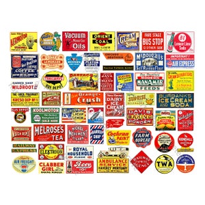 Puppenhaus Schilder & Modelleisenbahn Diorama Schild Grafiken, 54 Miniatur Werbe Illustrationen, 1 DIGITAL DOWNLOAD BLATT, 704P