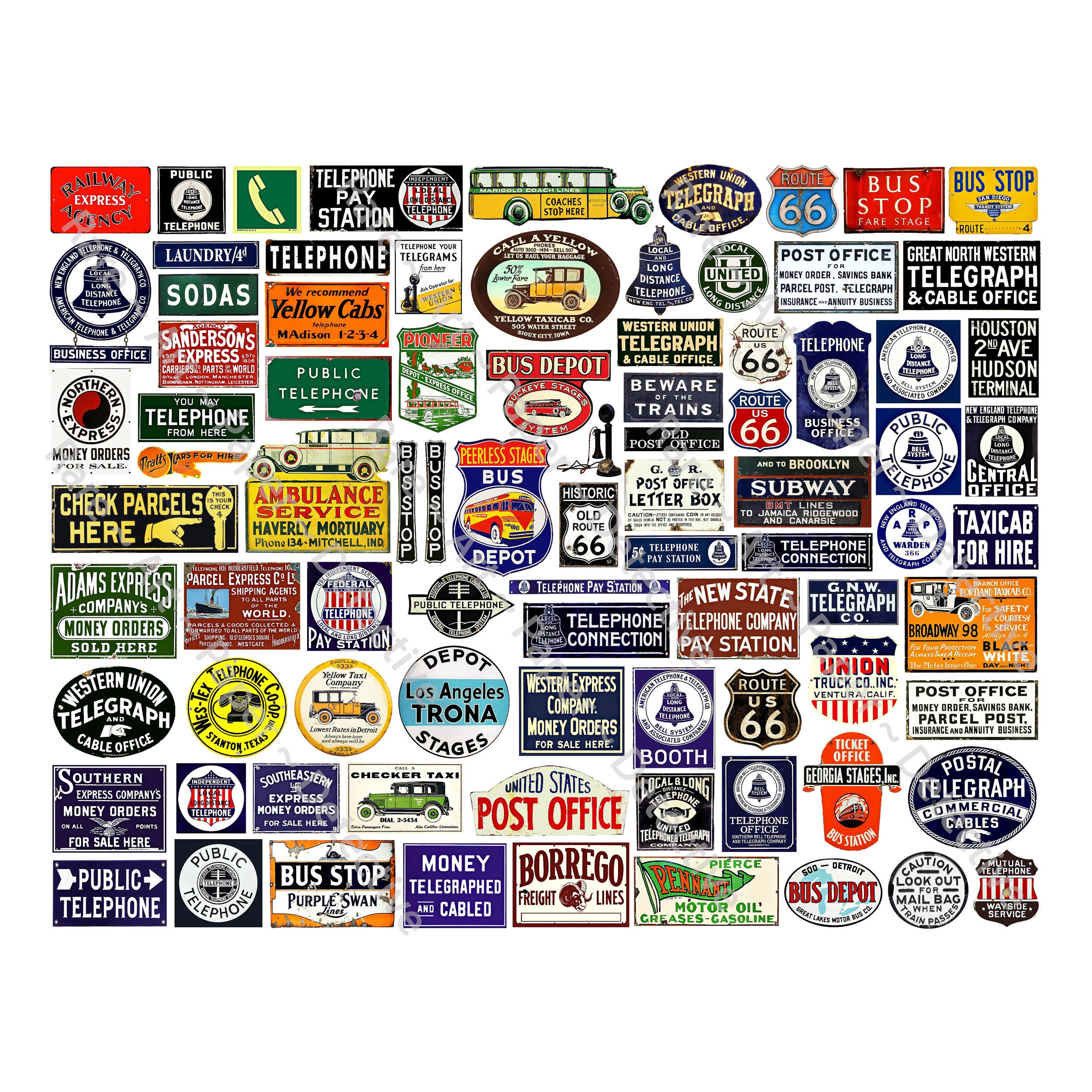 Model Train Sign Graphics, Dollhouse Miniatures, 86 Advertising Sign Images, 1 DIGITAL DOWNLOAD Sheet, 1129