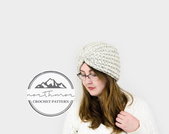 CROCHET PATTERN - Thick Turban, Chunky Crochet Hat, Vintage Hat, Ladies Hat, Turban Headwrap - the SITKA Turban