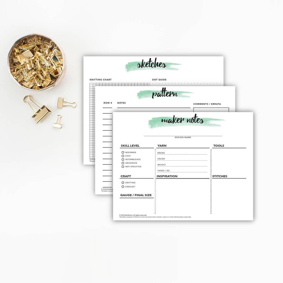 Maker Notes, Guided Notes, Instant Download PDF, Knit Crochet Pattern ...