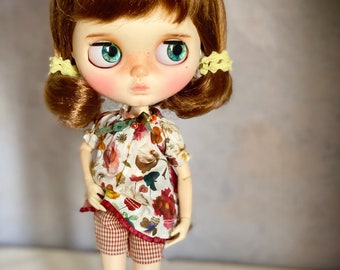 Blythe set of shirt with shorts, shorts for dolls, Liberty shirt and short for summer time, Summer collection by Misanita, Blythe clothes