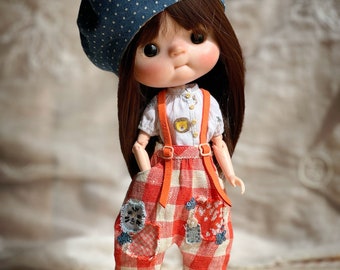 Blythe doll special outfit, suspender pants, shirt, coat and beret for Blythe, handmade for Obitsu22, Azone, Licca, Jacoosun Rou, Qbaby doll