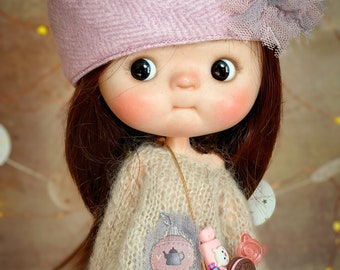 Fashion set for blythe doll, wool jersey, pants and beret for dolls, Christmas blythe clothes, Misanita outfit Blythe doll, Obitsu22 clothes