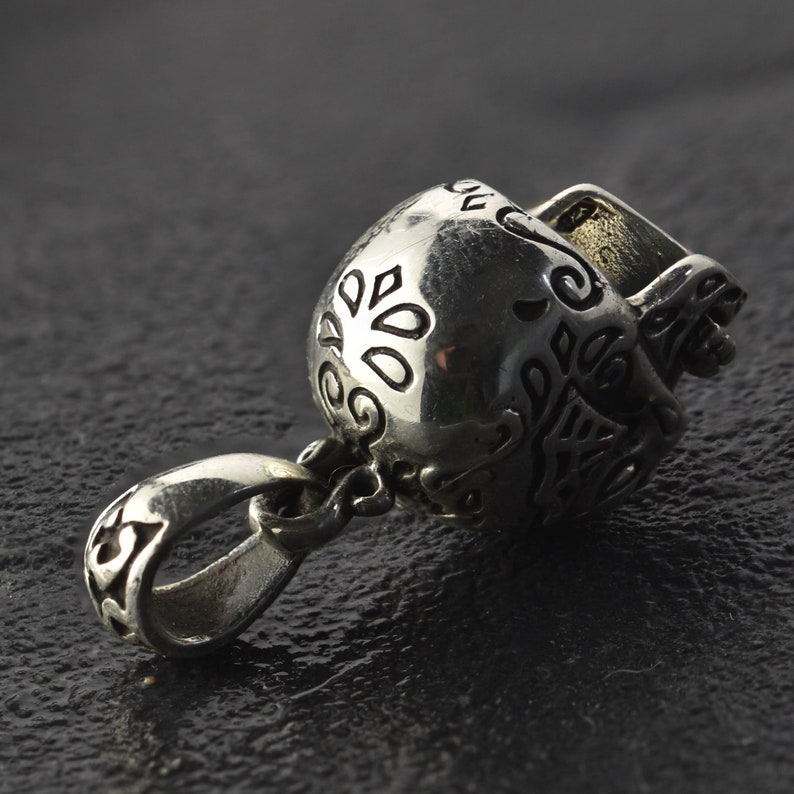 Mens Silver Skull Pendent Day of the Dead Pendent Mens Silver Pendent 925 Sterling Silver Skull Mens Skull Necklace Cool Men