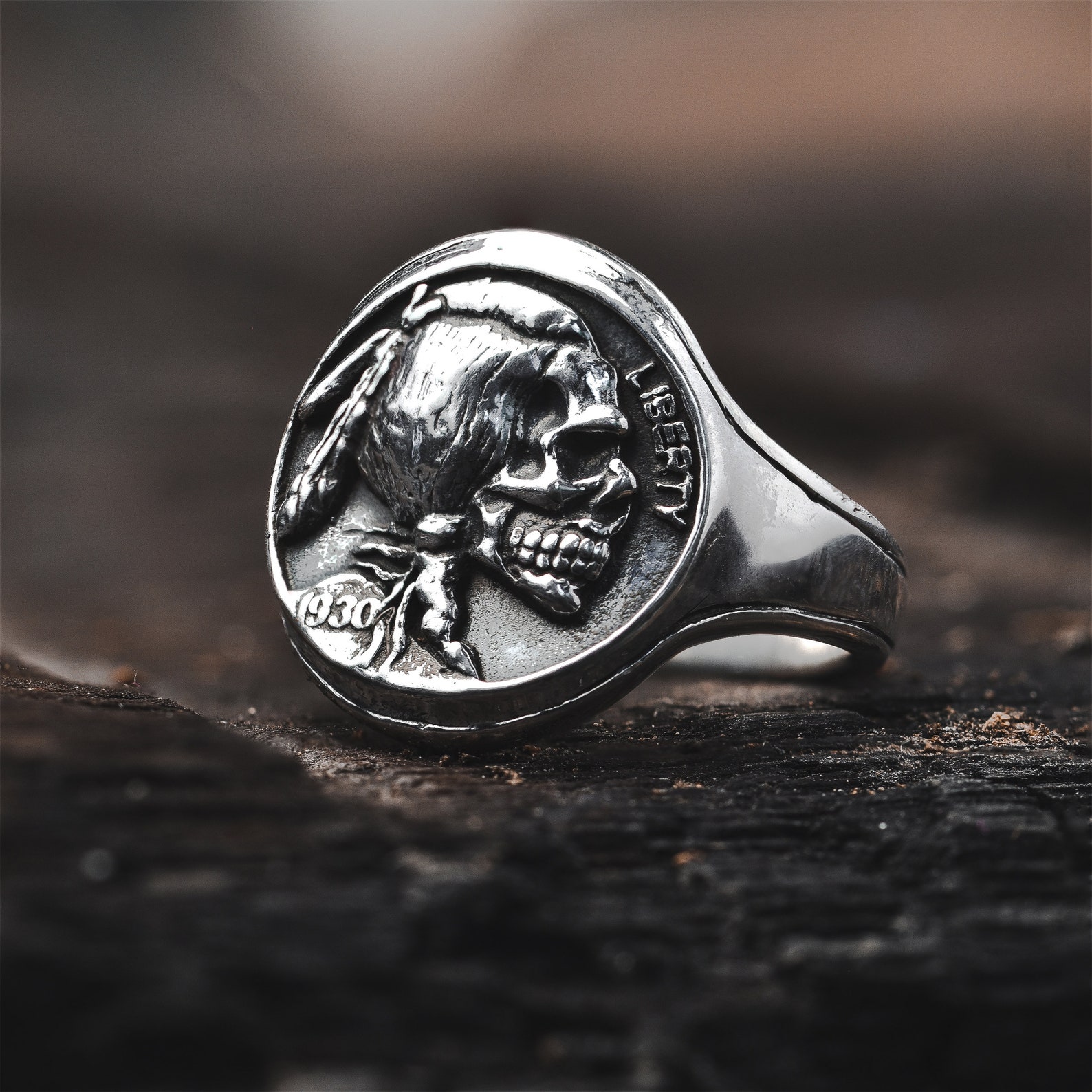 Silver Skull Ring Mens Skeleton Ring Silver Ring Skull Etsy