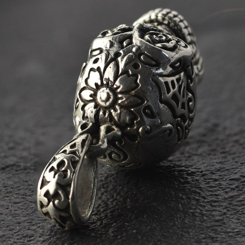 Mens Silver Skull Pendent Day of the Dead Pendent Mens Silver Pendent 925 Sterling Silver Skull Mens Skull Necklace Cool Men