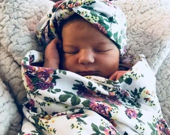 Swaddle Blanket|Swaddle Set Girl|Swaddle Set| Baby Girl Swaddle and Headband|Baby Swaddle Set|Baby Girl Swaddle|Swaddle|Floral Swaddle