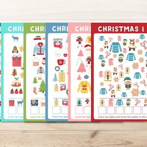 Christmas I Spy Counting Game, Set of Six, Holiday Kids Activity