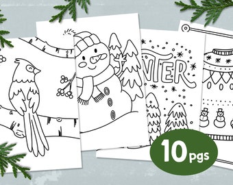 Winter Coloring Pages, Instant Download PDF