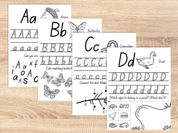 Nature Themed Alphabet Tracing and Activity Sheets, Handwriting