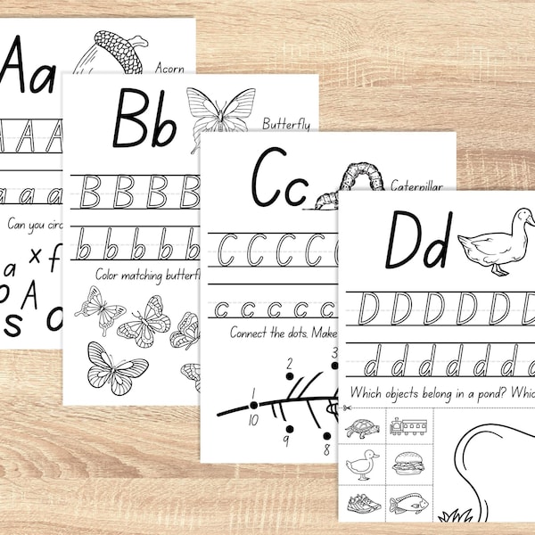 Nature Themed Alphabet Tracing and Activity Sheets, Handwriting