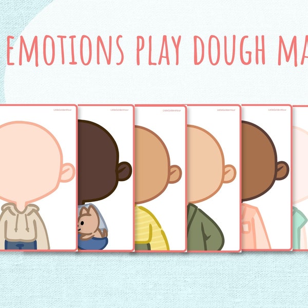 Six Emotions Play Dough Mats, Multicultural