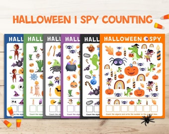 Halloween I Spy Counting Game, Set of Six, Party Game, Digital Download