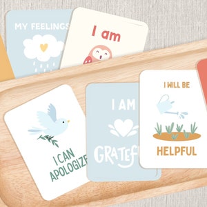 Afirmaciones para niños, dos tamaños, tarjetas de atención plena