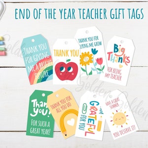 Étiquettes-cadeaux pour enseignant, appréciation de l'enseignant, téléchargement numérique