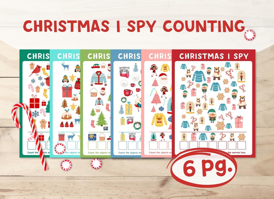 Christmas I Spy Counting Game Set of Six Holiday Kids