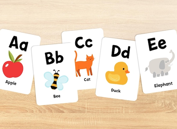 レインボーアルファベットカード 4x5、ABC フラッシュカード - Etsy 日本
