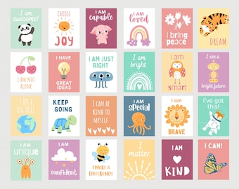 Kids Affirmation Cards Set, Mindfulness Cards