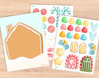 Artesanato de casinha de gengibre: atividade de decoração para imprimir (download digital)