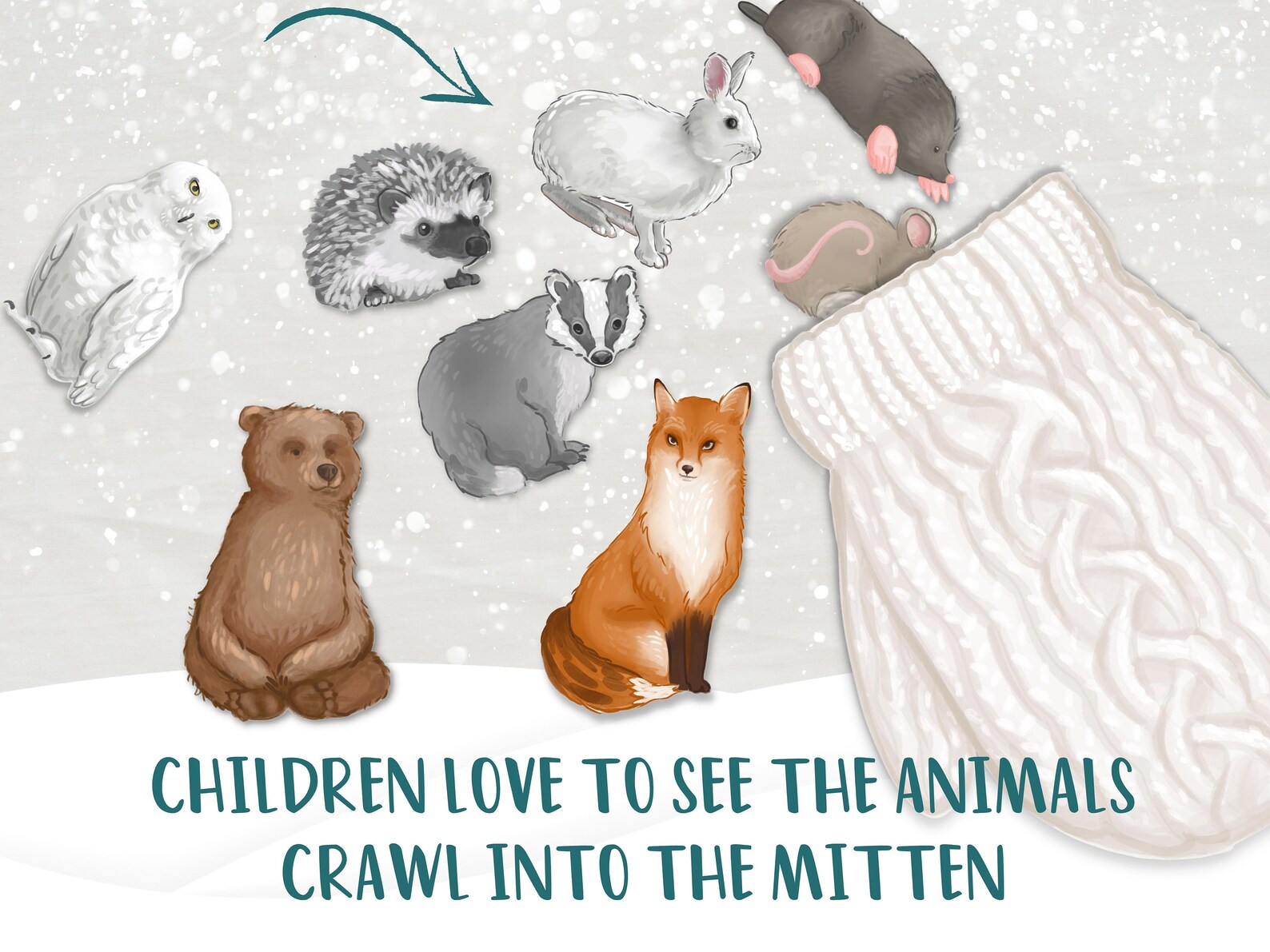 Image showcasing Jan Brett’s the Mitten Visual Aid, Lacing Card, and Coloring Activity ...