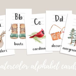 Aquarel alfabetkaarten - WINTER THEMA