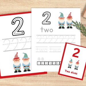 Pacchetto di tracciamento dei numeri di Natale, 1-10 flashcard, carte da tracciamento dei numeri