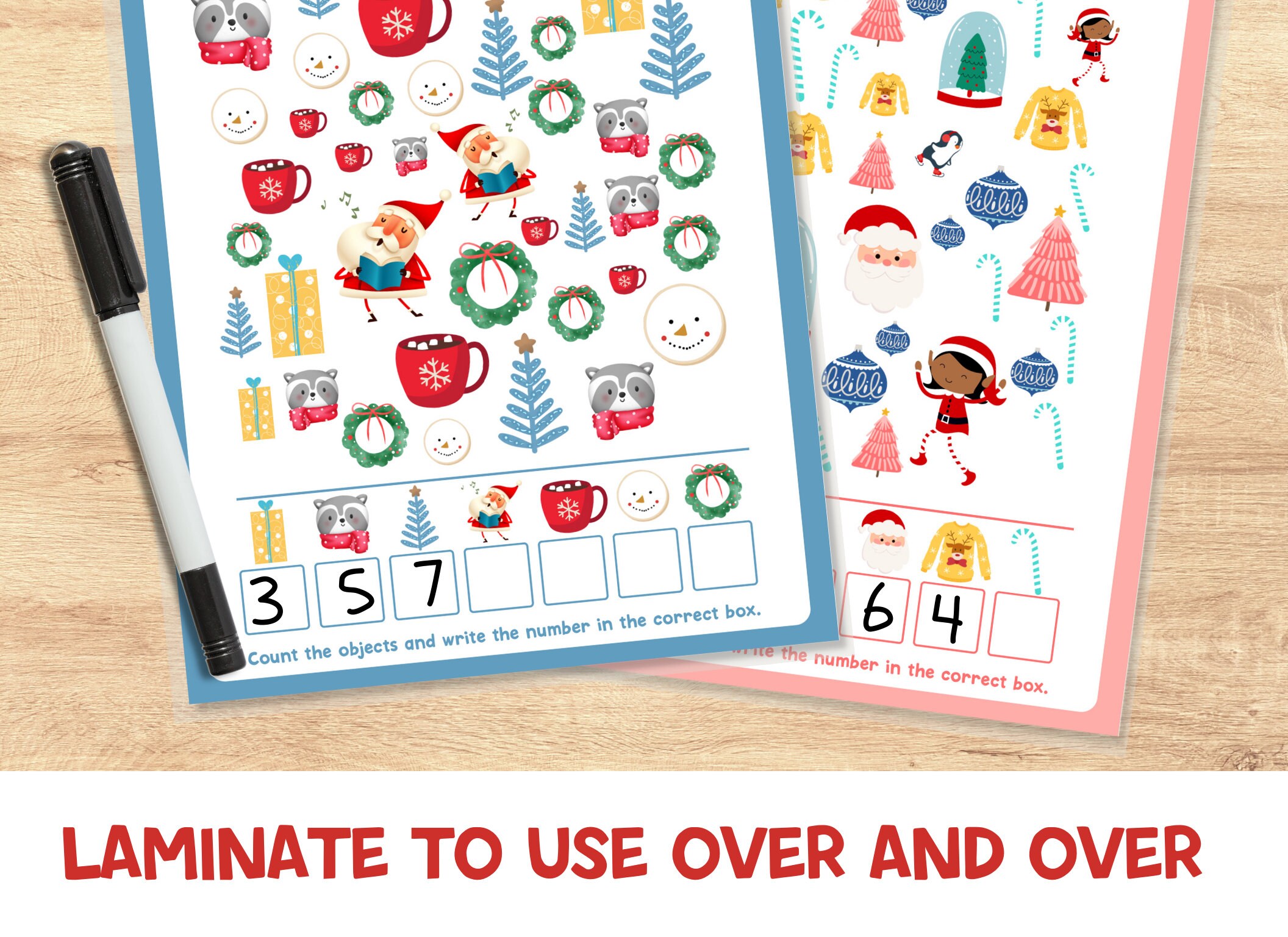Christmas I Spy Counting Game, Set of Six, Holiday Kids Activity - Etsy
