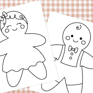 Gingerbread Boy and Girl Coloring Pages, Instant Download PDF