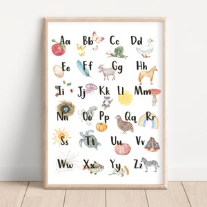 Natur Alphabet Poster, verschiedene Größen, Montessori, Waldorf Style