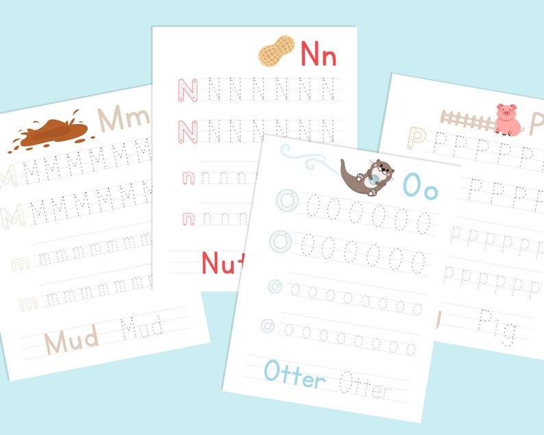 Nut Letters Alphabet Tracing Worksheets, Tracing Sheets, Handwriting - Etsy