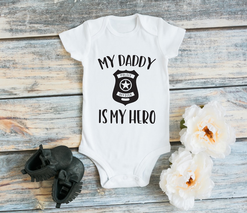 Dad Birthday Baby Outfit My Dad/'s My Hero Baby Bodysuit Cop Baby Shirt Dad Hero Kids Shirt Baby One Piece Dad Birthday Cop Father Gift