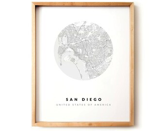 San Diego SD Southern California Panoramic Map Poster Art Print Wall Art Moffet