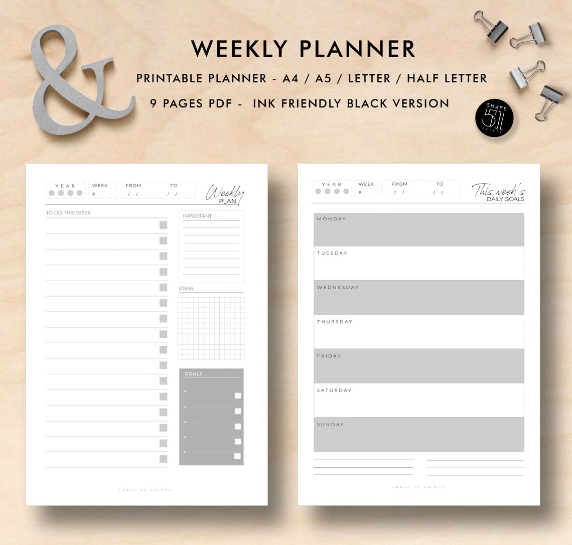 Printable Planner Pages Weekly Planner Printable Notes - Etsy
