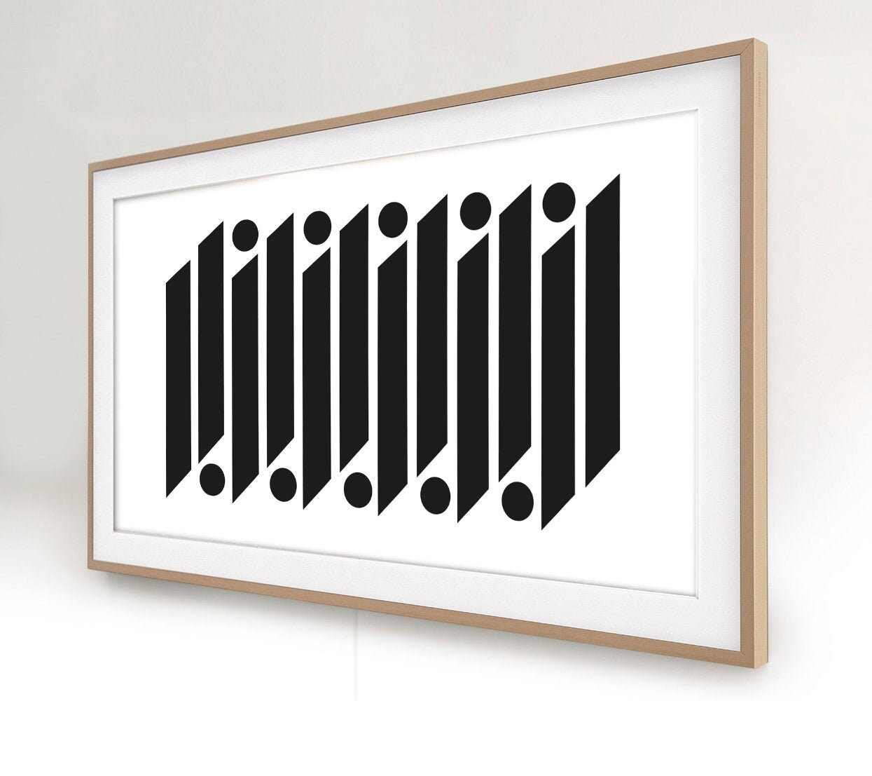 Abstract Digital Frame Tv Art, Black and White Geometric Modern