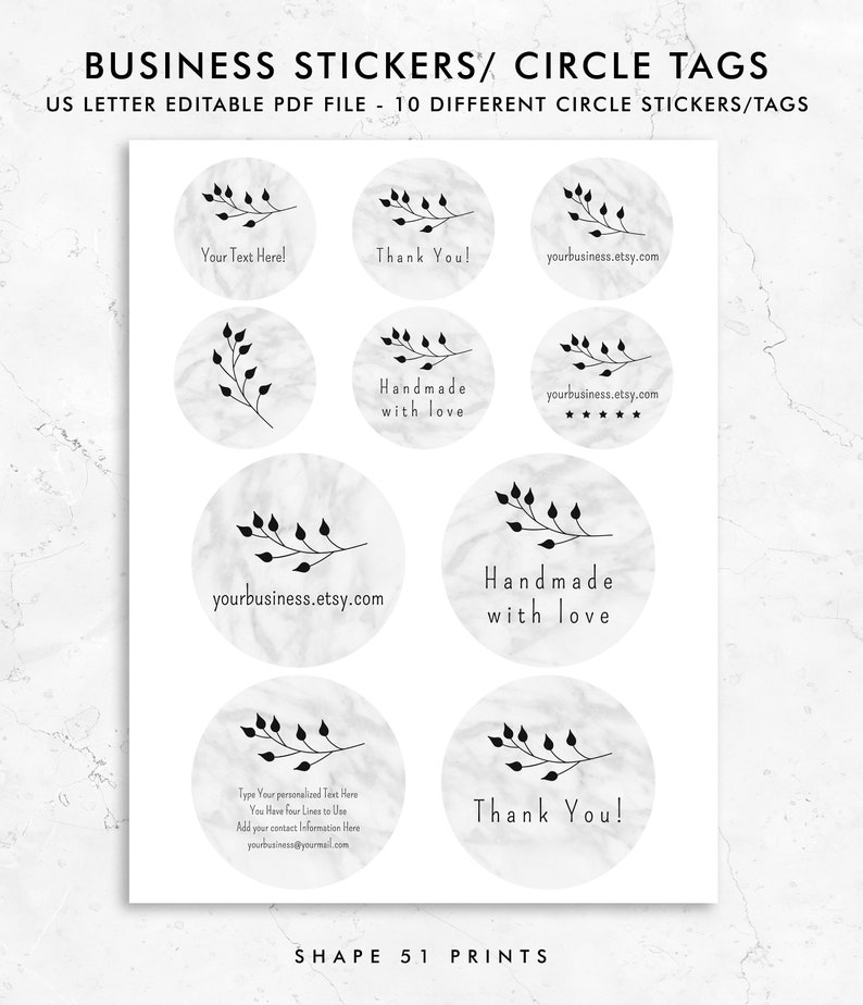 Business Thank You PRINTABLE Stickers Circle Tags Etsy Etsy
