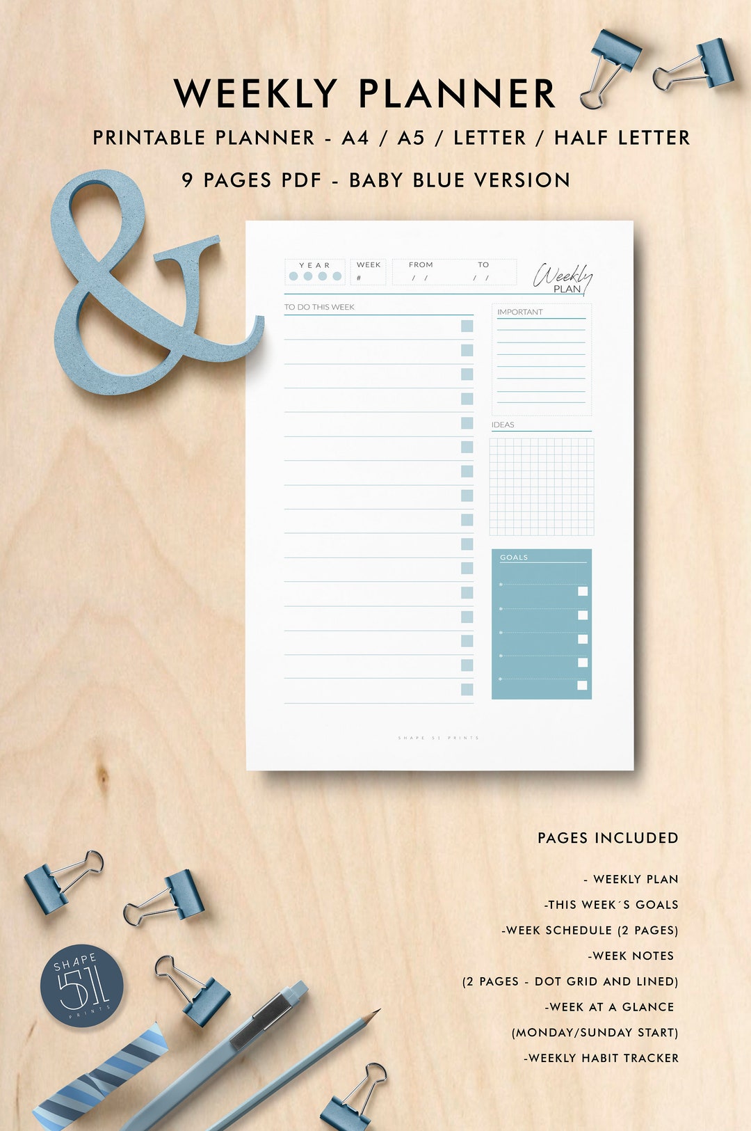 Printable Planner Pages Weekly Planner Printable Notes - Etsy