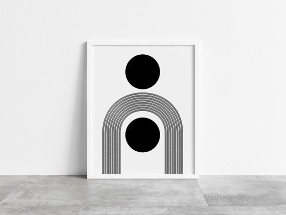 Minimalist Print Downloadable Mid century modern Printable wall art Black white Line art print Abstract Scandinavian art