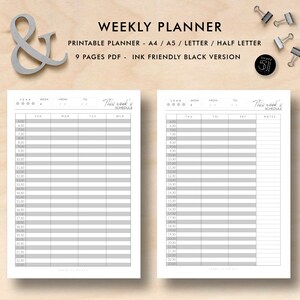 Printable Planner Pages Weekly Planner Printable Notes - Etsy