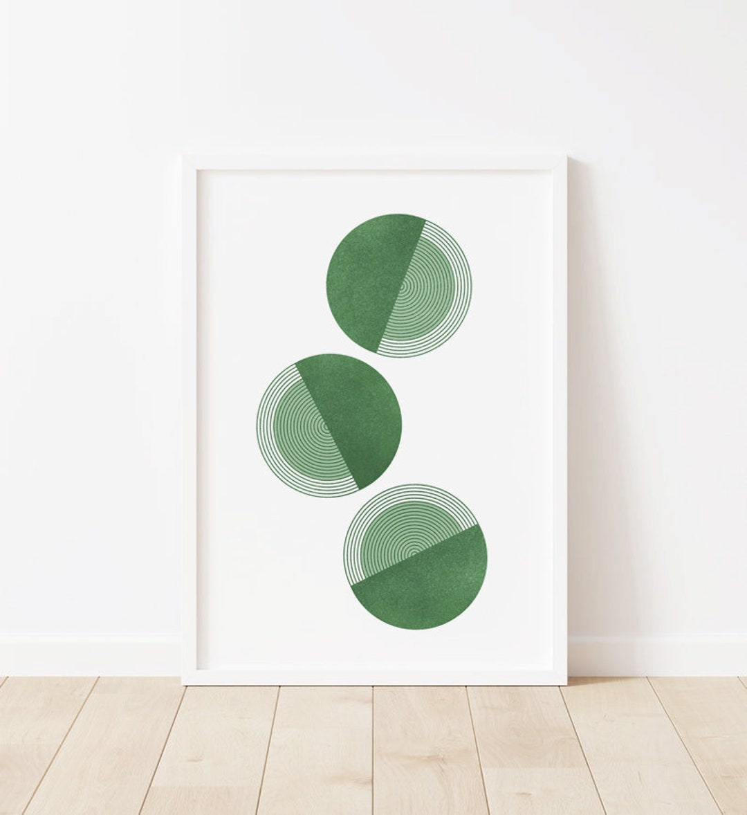 Green Geometric Print Midcentury Modern Green Art Print Boho Etsy