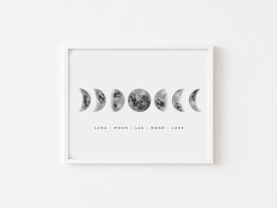 Moon Phases Print Moon Cycle Moon Printable Art Phases of - Etsy