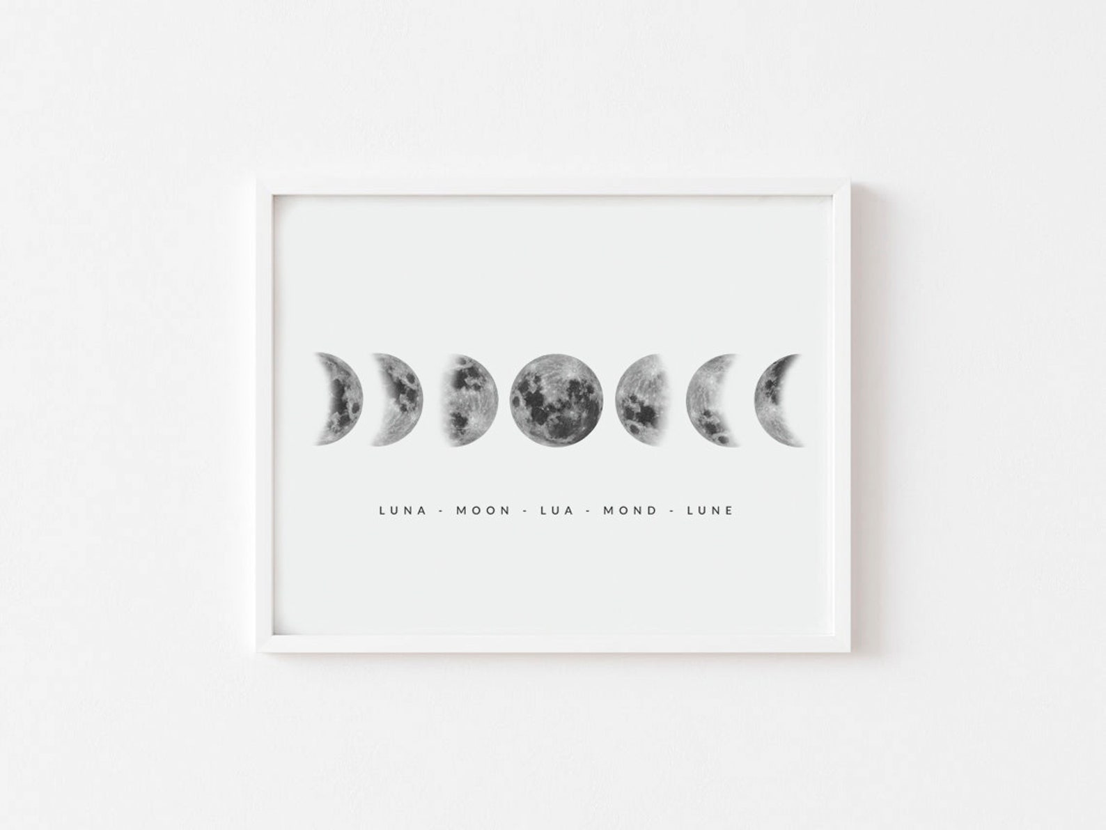 Moon Phases Print, Moon Cycle, Moon Printable Art, Phases of the Moon ...
