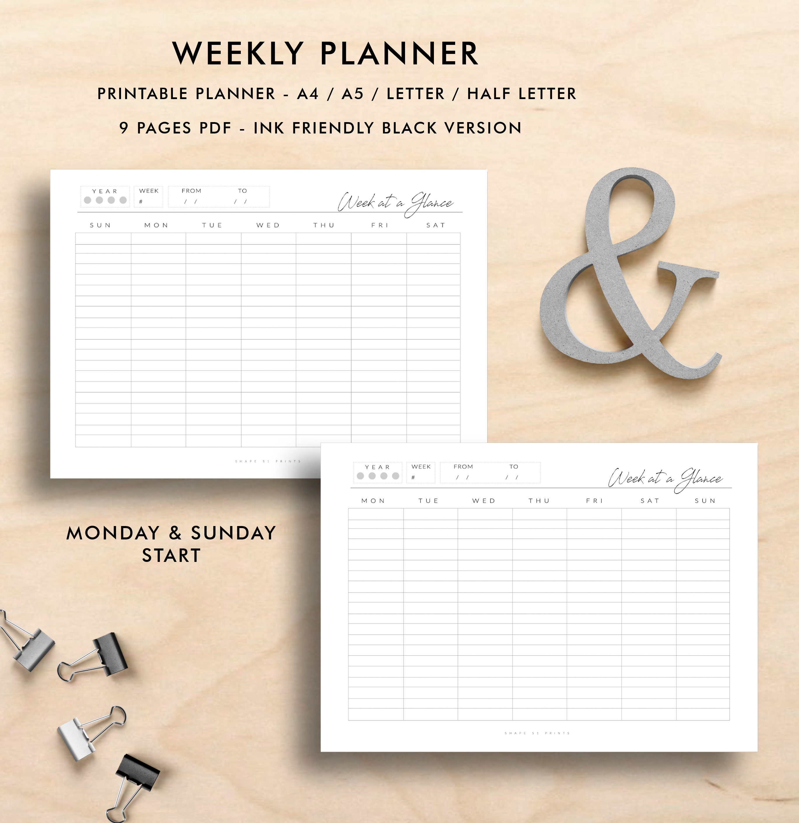 Printable Planner Pages Weekly Planner Printable Notes - Etsy