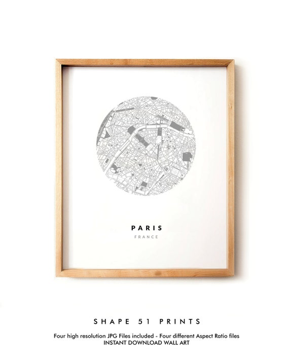 City Map Framed Art Paris City Poster Map Print Map Wall Art Black And White | Etsy Singapore