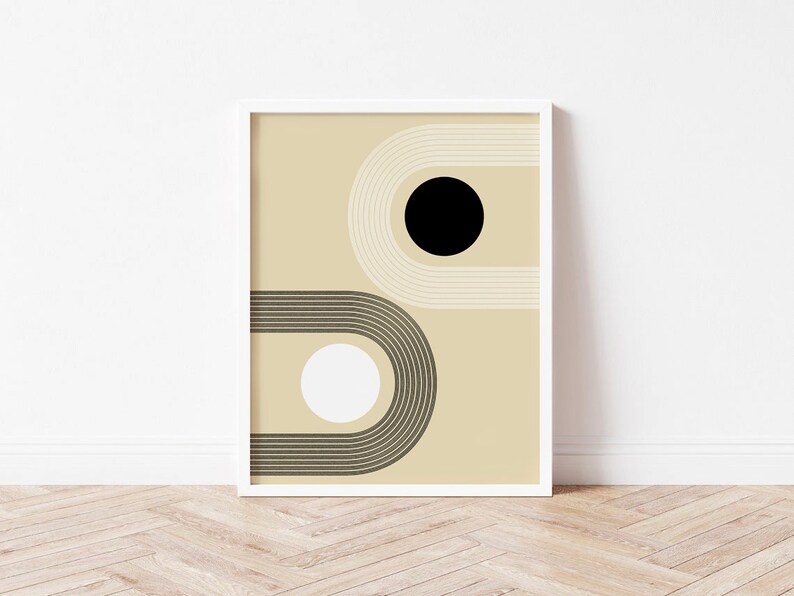 Modern Wall Art Black White Beige Abstract Print Neutral Etsy