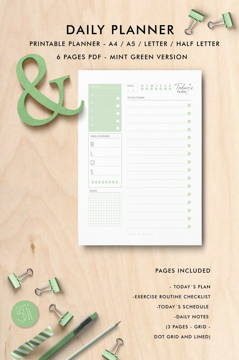 Printable Planner Pages, Daily Planner, Printable Notes, Planner